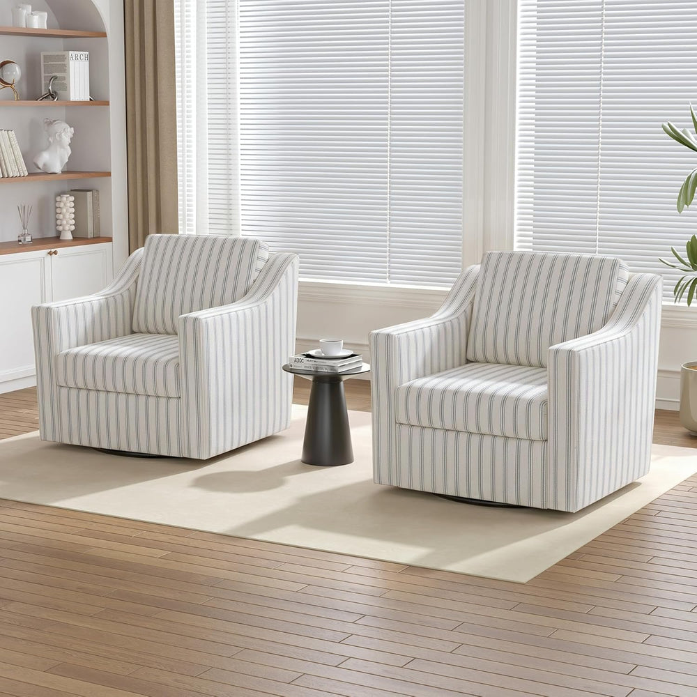 Swivel Accent Chairs Set of 2, 360° Swivel Upholstered Club Armchairs for Liv...