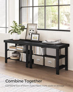 SONGMICS Shoe Rack Bench, 3-Tier Bamboo Shoe Storage Organizer, Entryway Bench, Holds Up to 286 lb, 11.3 x 27.6 x 17.8 Inches, for Entryway Bathroom Bedroom, Ink Black ULBS04H