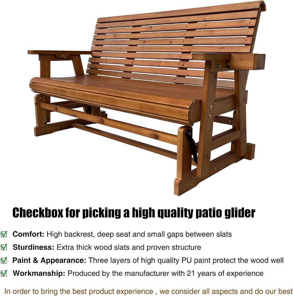 Fortune Candy Patio Glider with Cup Holders, High Roll Back and Deep Contoure...
