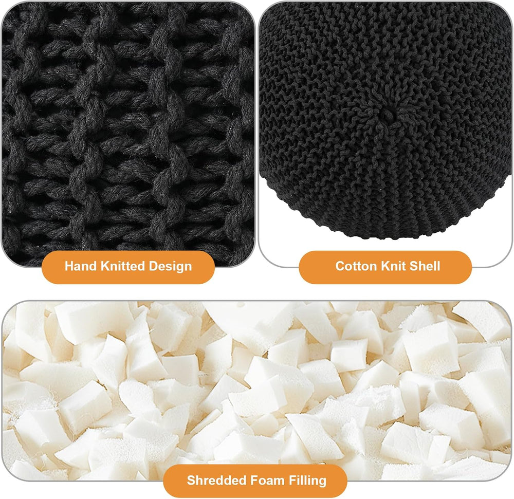 Pouf Ottoman Stuffed Round Modern Foam Filled Foot Rest Poufs for Living Room...