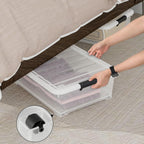 30 L Wheeled Latch Box, Clear Underbed Storage Bin with Lid, Black Latch, 4 Count