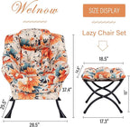 Welnow Lazy Chair with Ottoman, Modern Lounge Accent Chair with Armrests and a Side Pocket, Leisure Sofa Armchair Set, Reading Armchair with Footrest for Small Space, Orange Blue