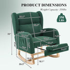 NIOIIKIT Nursery Rocking Chair with Footrest, Teddy Upholstered Glider Chair, Rocker Nursery Chair with Side Pocket, Glider Rocker, Accent Reading Chair for Living Room (Green)