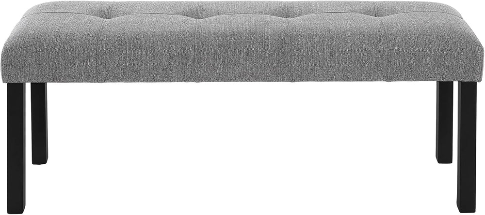 GDFStudio Upholstered Dining Bench with Tufted Linen Seat and Rubber Wood Fra...