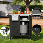 Spurgehom Outdoor Grill Cart with Storage Movable Outdoor Grill Table Kitchen Island with Wheels, BBQ Cart Pizza Oven Table Food Prep Table Cart Storage Cabinet for Outside Patio Backyard Garden