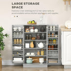 41" Kitchen Pantry Storage Cabinet, Freestanding Kitchen Cabinet with 12 Door Shelves, Double Doors, 5-Tier Shelving and Adjustable Shelves