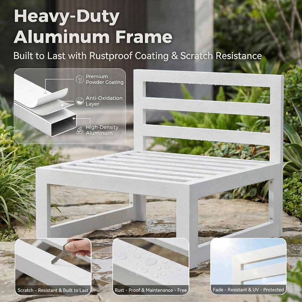 NICESOUL 4 Piece Patio Aluminum Furniture Set, 29" Oversized Wide Deep S...