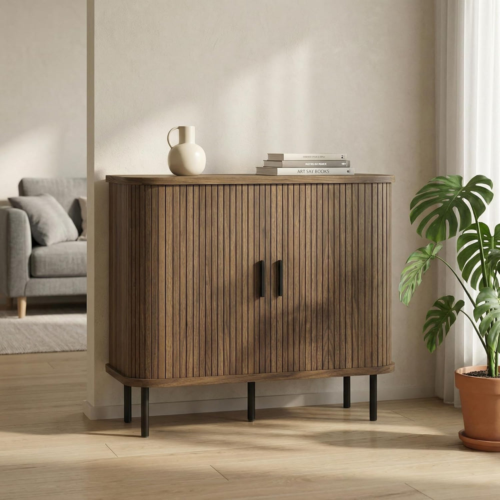 HOMCOM 35.4" Sideboard Buffet Cabinet with Storage, Nordic Coffee Bar Ca...