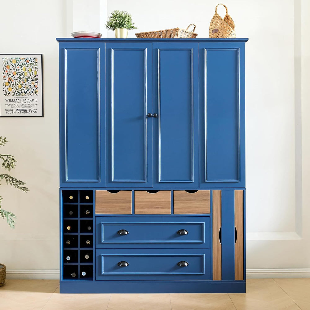 Polibi Farmhouse 71" Large Kitchen Pantry Cabinet with 4 Foldable Doors,...