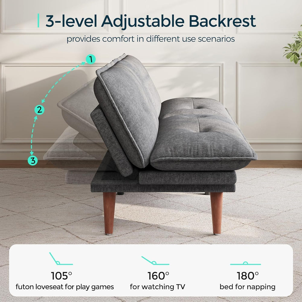 LINSY HOME Futon Sofa Bed, 70" Chenille Futon Couch with Adjustable Back...