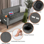 AILEEKISS 2 Piece Living Room Sofa Set 56" W Loveseat Sofas with 2 USB and Removable Armrests, Modern Fabric, 2 Pcs Sectional Couches Set for Apartment, Small Space, Dark Grey
