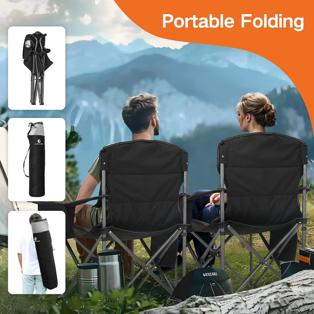 ALPHA CAMP Oversized Folding Camping Chair, Heavy Duty Portable Lawn Chairs w...