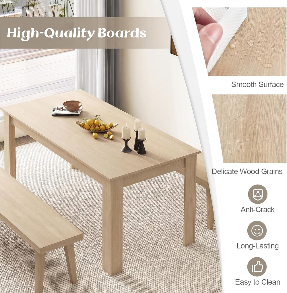 Giantex Dining Table for 4-6, 63" L Large Farmhouse Kitchen Table, Woode...