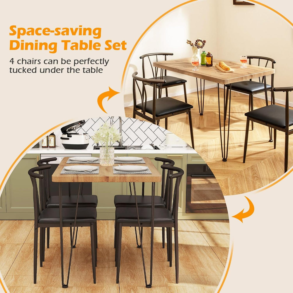 Giantex 5-Piece Dining Table Set, 43-Inches Rectangular Kitchen Table & 4...