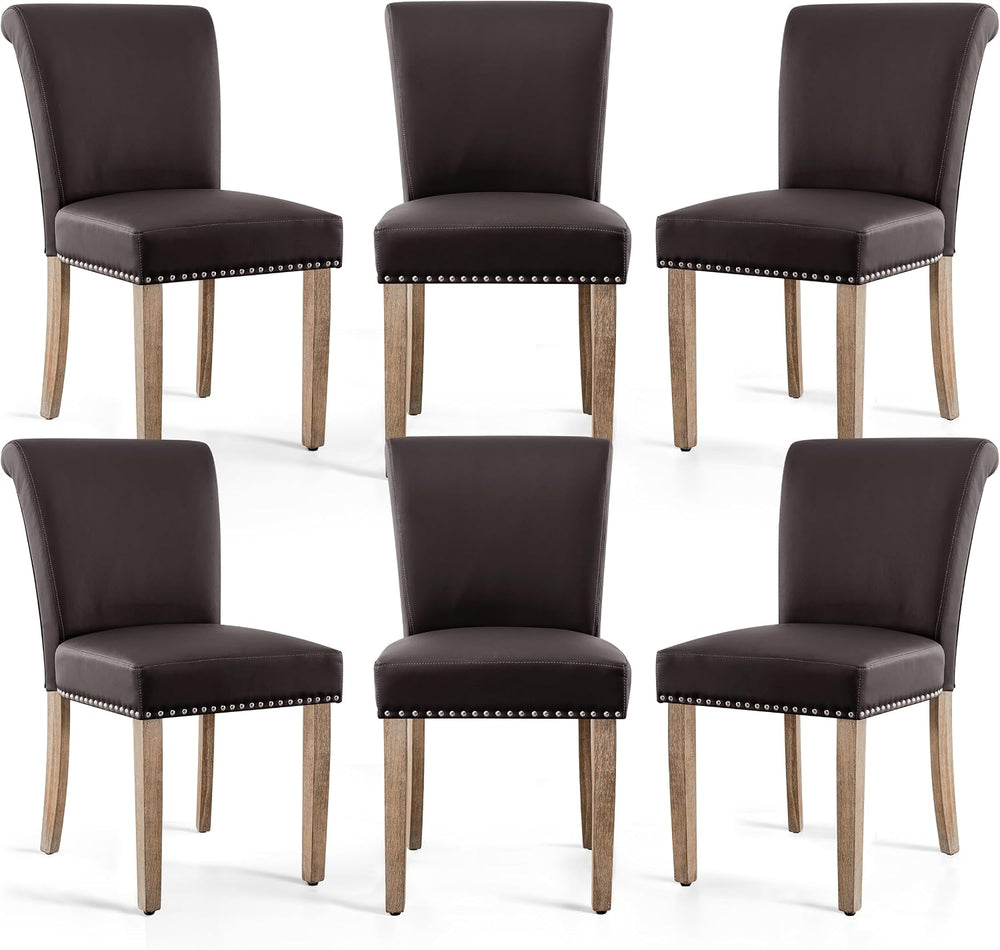 SyMax Dining Chairs Set of 6, Modern Faux Leather Parson Dining Room Chairs, ...