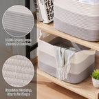 Storage Baskets for Organizing, Woven Baskets for Shelves, Rectangle Decorative Organizer for Storage Clothes, Toy, Books, Towels Nursery Bins 3 Pack (Gradient Grey, 13"x9.85"x8.7")