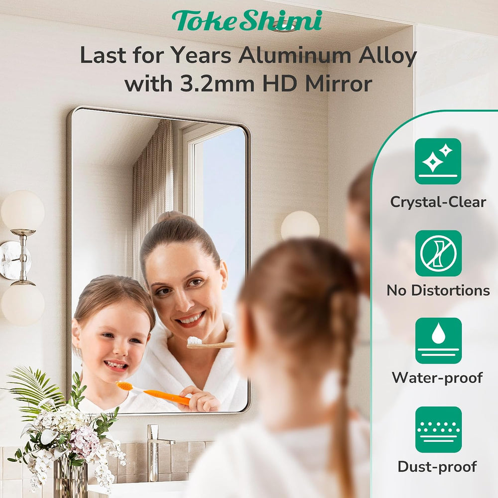 TokeShimi 48x24 Brushed Nickel Bathroom Mirror for Over Sink,Bathroom Rectang...