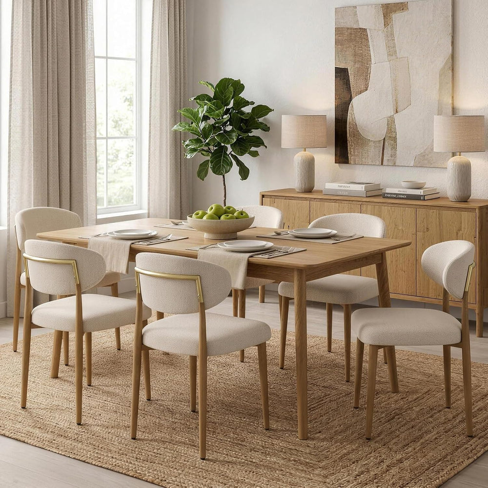 300LBS Dining Chairs Set of 6,Metal Kitchen Chairs,Modern Fabric Upholstered ...