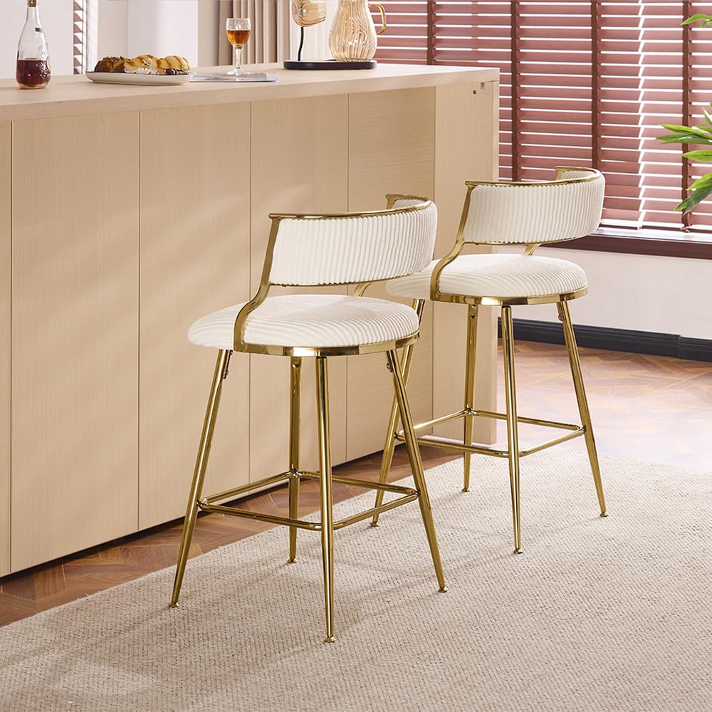 VINGLI Velvet Counter Height Bar Stools Set of 2, 26" H Counter Bar Stoo...