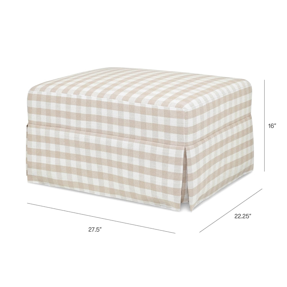 Namesake Crawford Gliding Ottoman in Tan Gingham, Greenguard Gold & Certi...