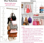 Over Door and Closet Purse Hanger Organizer- 12++ Max Purse Storage, Bag Holder Rotates 360, Quality Heavy Duty Chrome Holds 50lbs; Purses, Handbags, Totes, Crossbody, Backpacks, Fanny, Belt Bags