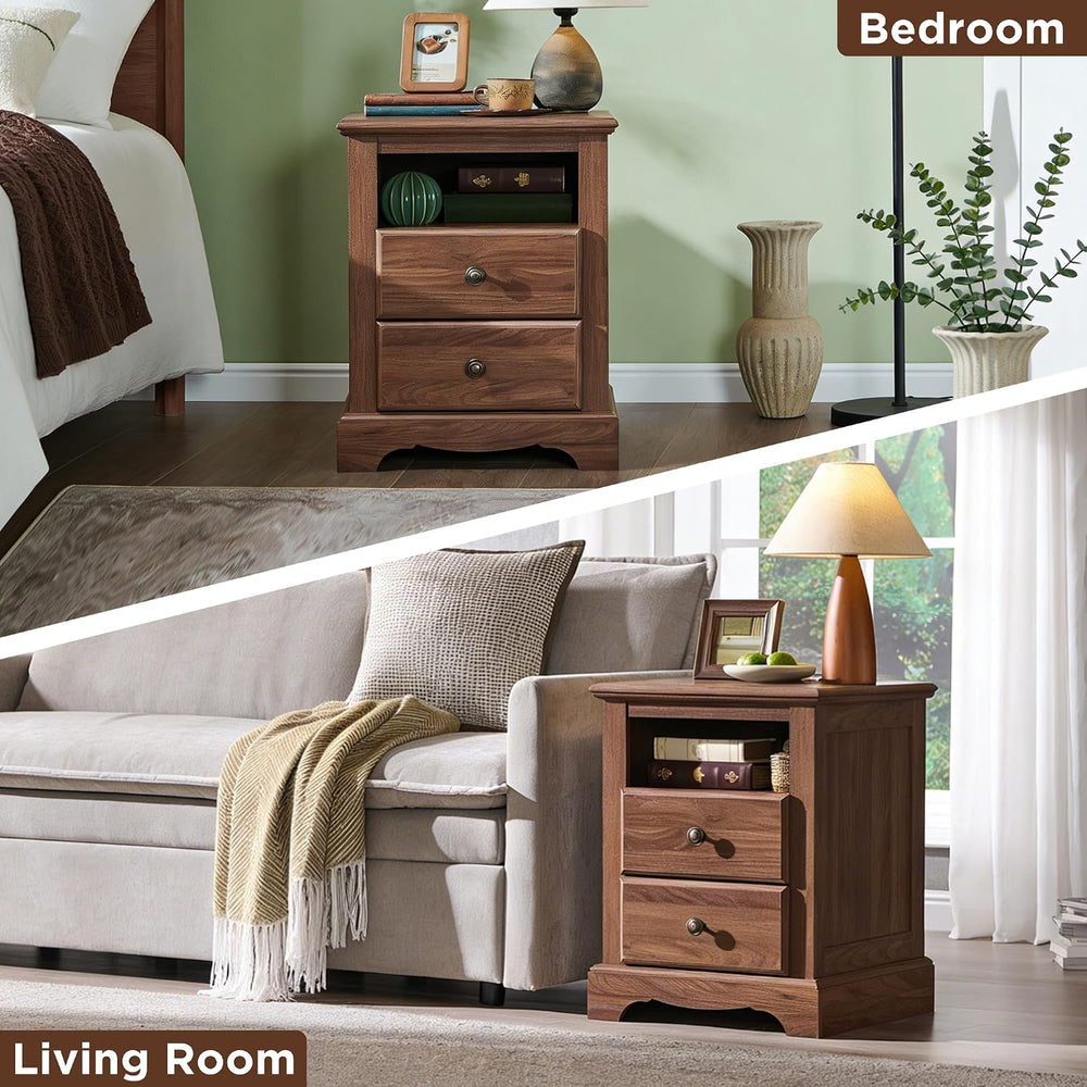 T4TREAM Nightstand Set of 2 with Charging Station, 18" W Vintage End Tab...
