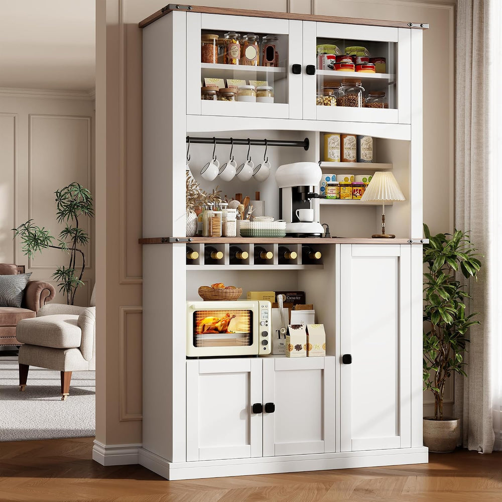 Einhomn 71" Tall Kitchen Pantry Cabinet with Charge Station, 3 Adjustabl...