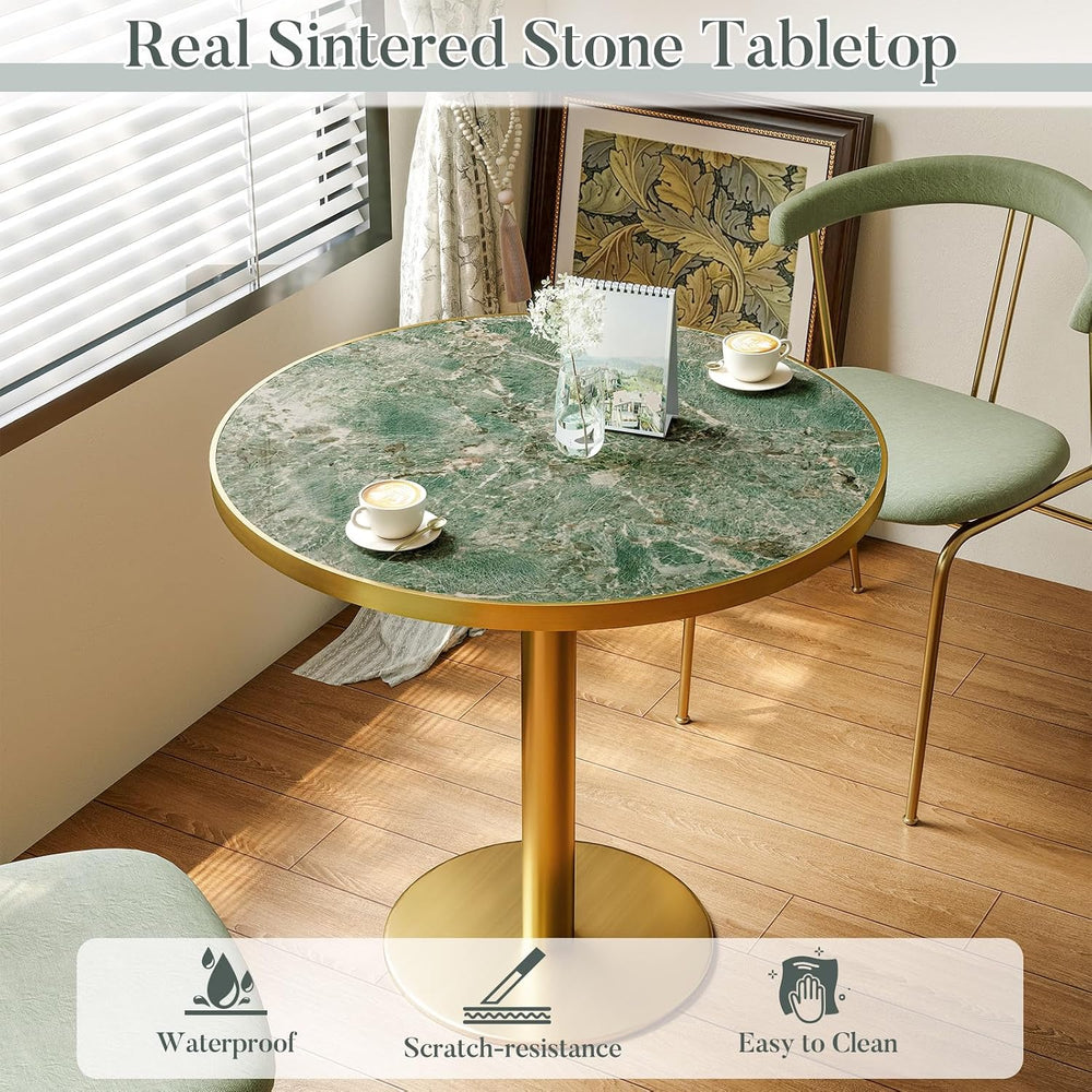 31.5'' Tulip Table, Round Pedestal Dining Table with Sintered Stone T...