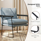 Furnilivng Large Sling Accent Chair, Comfortable Boucle Fabric Arm Chair, Upholstered Cozy Reading Chair for Living Room, Bedroom, Dressing Room, Home Office (Blue, Set of 1)