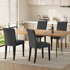Upholstered Dining Chairs Set of 2, Button Tufted Parsons Dining Chair with Solid Wood Legs, Modern Fabric Side Chair for Dining Room/Kitchen/Restaurant/Hotel- Black