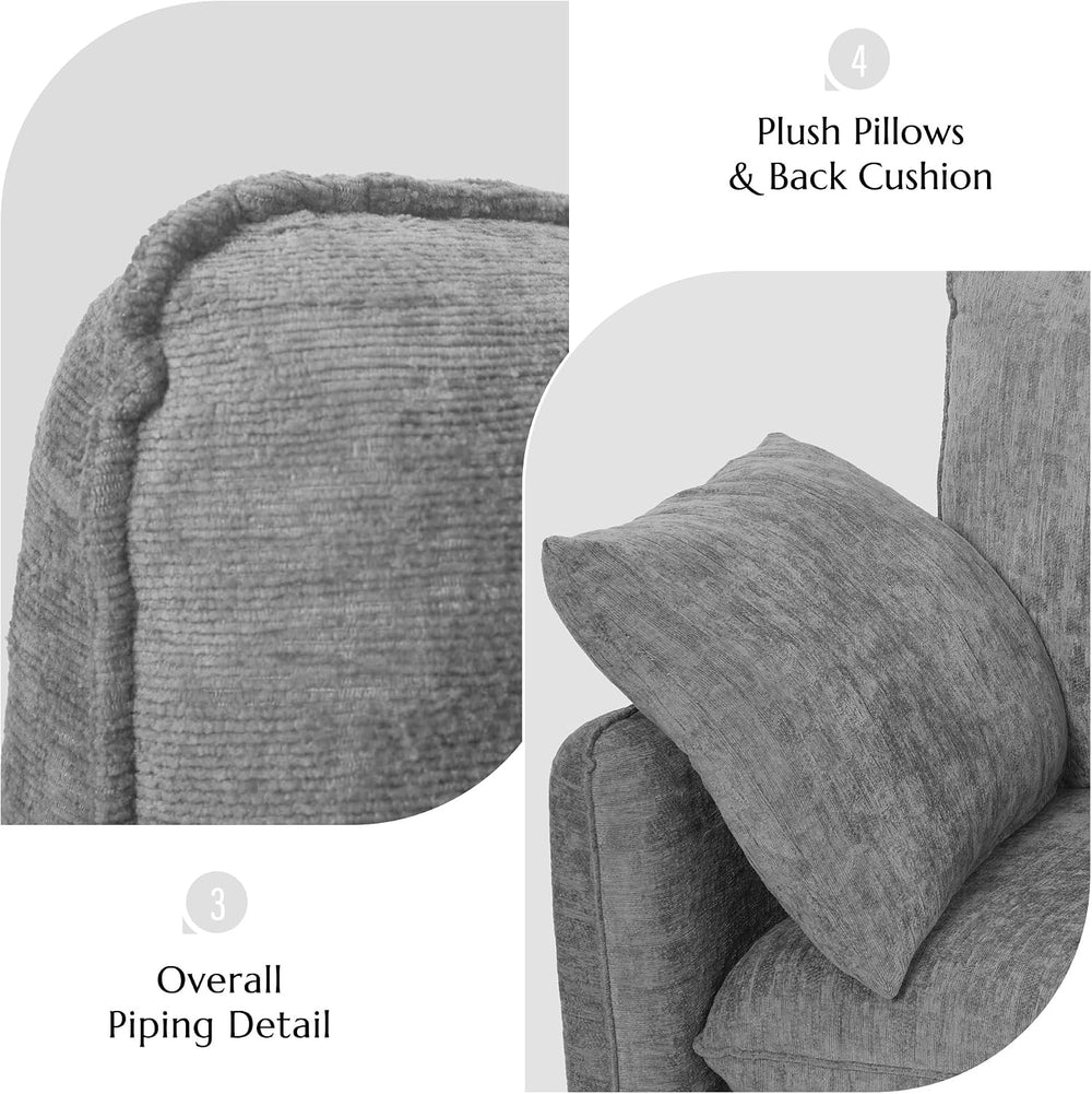 Elegant Oversized Accent Chair for Living Room, 42.1", Chenille, Gray | ...
