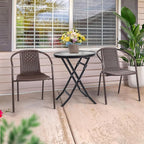 VINGLI PE Rattan Outdoor Dining Chairs Set of 1, Plastic Stackable Patio Chairs for Indoor, Porch, Restaurant, Garden, Brown