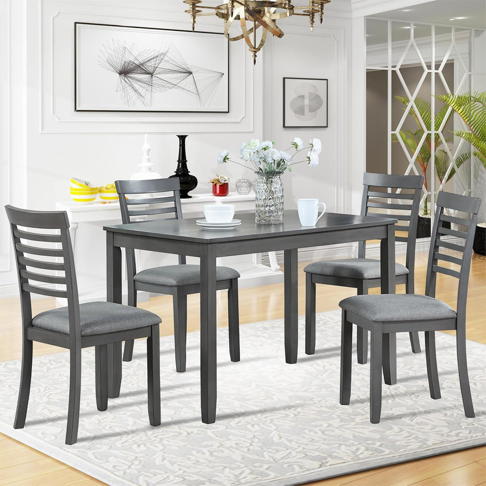 RuiSiSi 5 Piece Dining Table Set for 4, Farmhouse Rectangular Kitchen Table w...