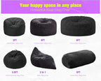 Hobestluk 5FT Bean Bag Chair Large Beanbag Lounger with Removable Cover Adult Bean Bag Chair with Portable Handle Desgin for Living Room Bedroom (Black, 5FT)