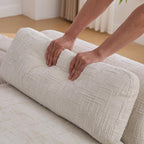 mikibama 83.1" Extra Long Ottoman Bench for Bedroom,Oversized Chenille Upholstered Chaise Lounge Sofa Benches,Modern End of Bed Bench with Arms,Lounger Daybed Couch with Pillows (Beige)