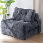 MAXYOYO Folding Sofa Bed, Convertible Chair with Pillow Foldable Couch with Back Support, Portable Fold Out Chair Bed Comfy Floor Sofa Lounge for Living Room Bedroom, Dark Grey, Single
