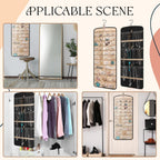 2 Pack Hanging Jewelry Organizer Storage with 39 Pockets, 30 Necklace Hooks Double Sided Wall Mount Earring Holder Organizer Bracelet Necklace Jewelry Display Hanger for Closet Door(Black)