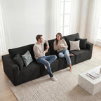 Homall Sectional Couches for Living Room, Modern Boneless Couch with Deep Seat, Upholstered Cloud Sofa, No Assembly Required (Black, Four-Seater Sofa)