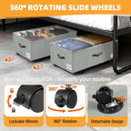 11 inch Under Bed Storage with Wheels, 2-Pack Underbed Storage Containers for College Dorms Bedrooms Organization, Foldable Under Bed Drawers for Comforters, Blankets, Clothes & Shoes, Grey