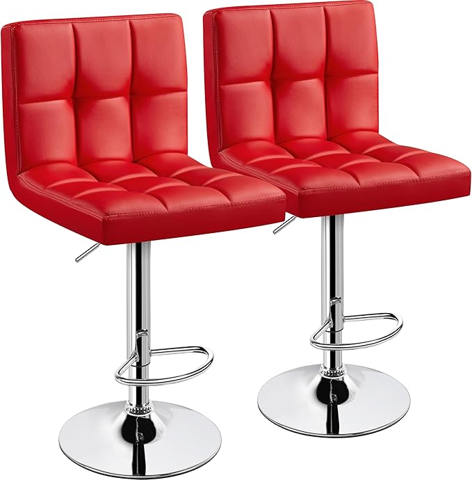 Yaheetech Bar Stools Set of 2, Adjustable PU Leather Swivel Barstools, Modern...