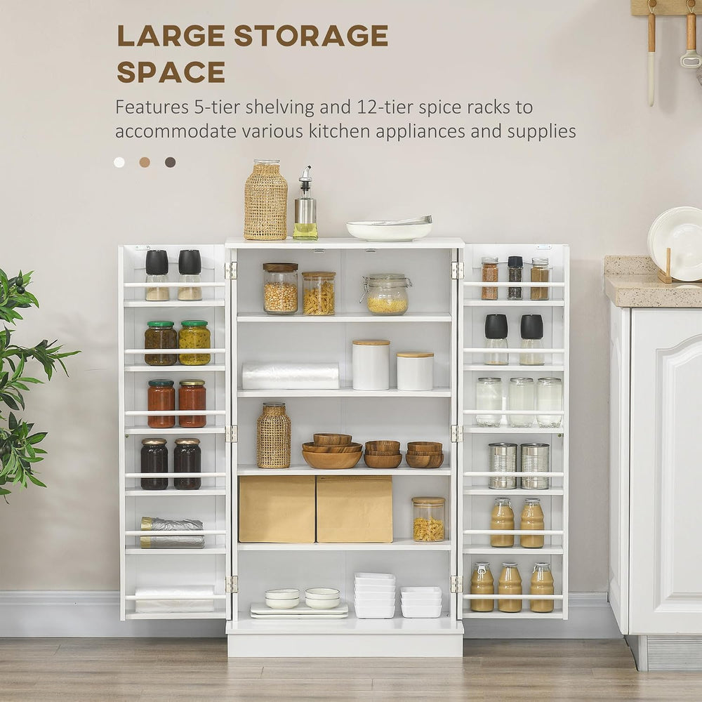 HOMCOM 41" Kitchen Pantry Storage Cabinet, Freestanding Kitchen Cabinet ...