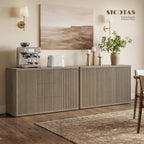 SICOTAS Buffet Cabinet with Storage 54.7" Large Modern Accent Storage Cabinet with Doors and Shelves Fluted Sideboard Credenza Buffet Table Coffee Bar for Living Room Kitchen Dining Room, Grey Alder