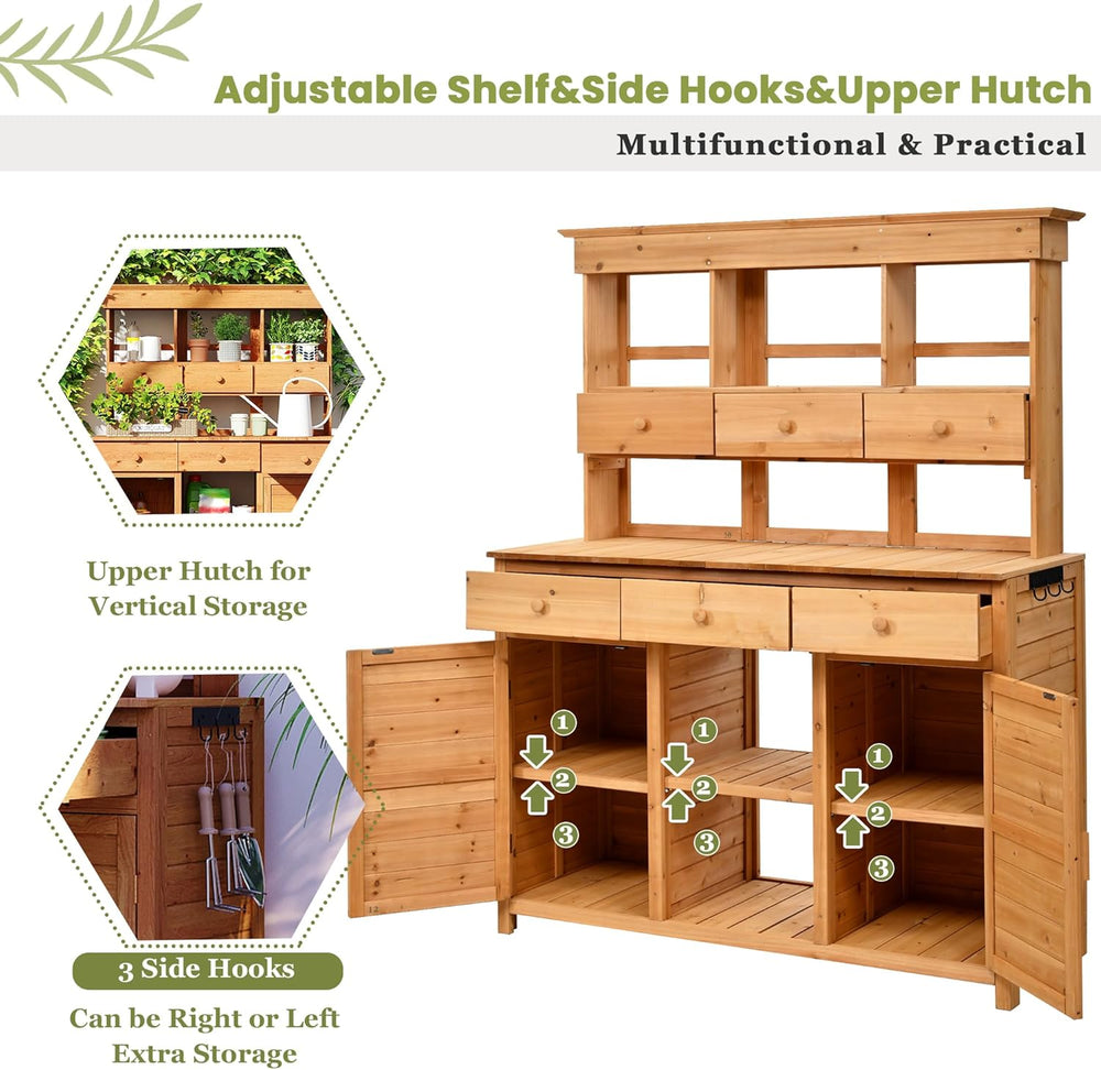 66" Durable Fir Wood Freestanding Storage Chest, Accent Cabinets with Mu...