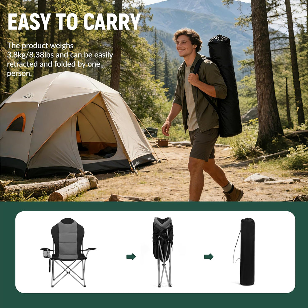 OUTSIDER Folding Camping Chair for Adults Heavy Duty – Supports 400 lbs, Port...