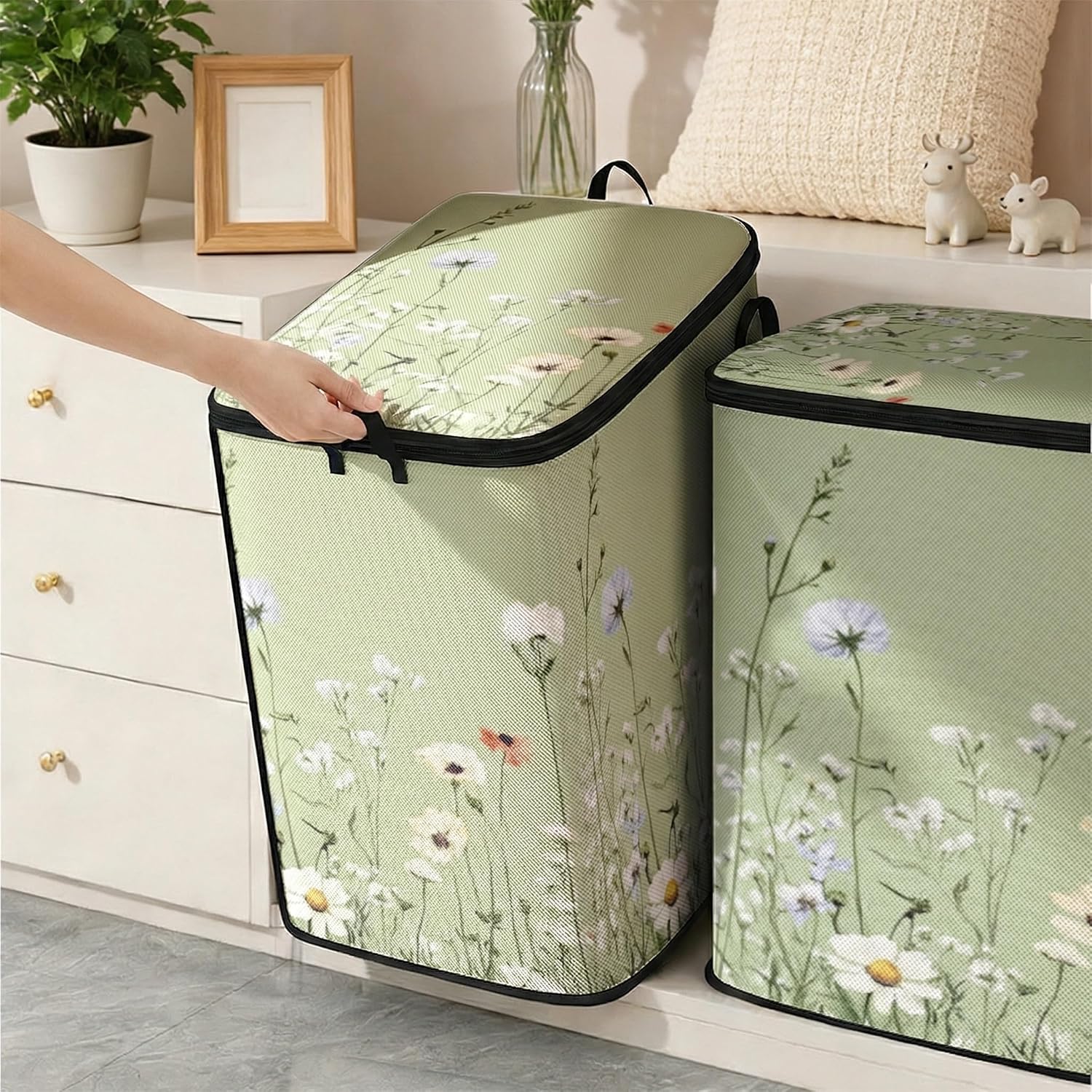2pcs blanket storage bag for under bed,closet organizers 95L | clothing sweater sheet bedding comforter duvet quilt pillow toy storage bags with lids,dorm room essentials for containers