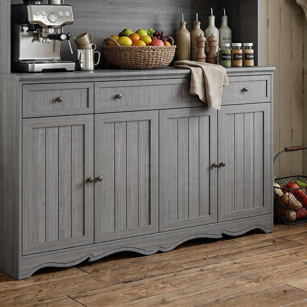 Timechee 75.9" Tall Kitchen Pantry Storage Cabinet with Drawers, Farmhou...