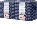 WISELIFE Storage Bags 2 Pack/100L Large Blanket Clothes Organization and Storage Containers for Comforters,Bedding, Foldable Organizer with Reinforced Handle, Clear Window, Sturdy Zippers,Blue
