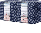 WISELIFE Storage Bags 2 Pack/100L Large Blanket Clothes Organization and Storage Containers for Comforters,Bedding, Foldable Organizer with Reinforced Handle, Clear Window, Sturdy Zippers,Blue