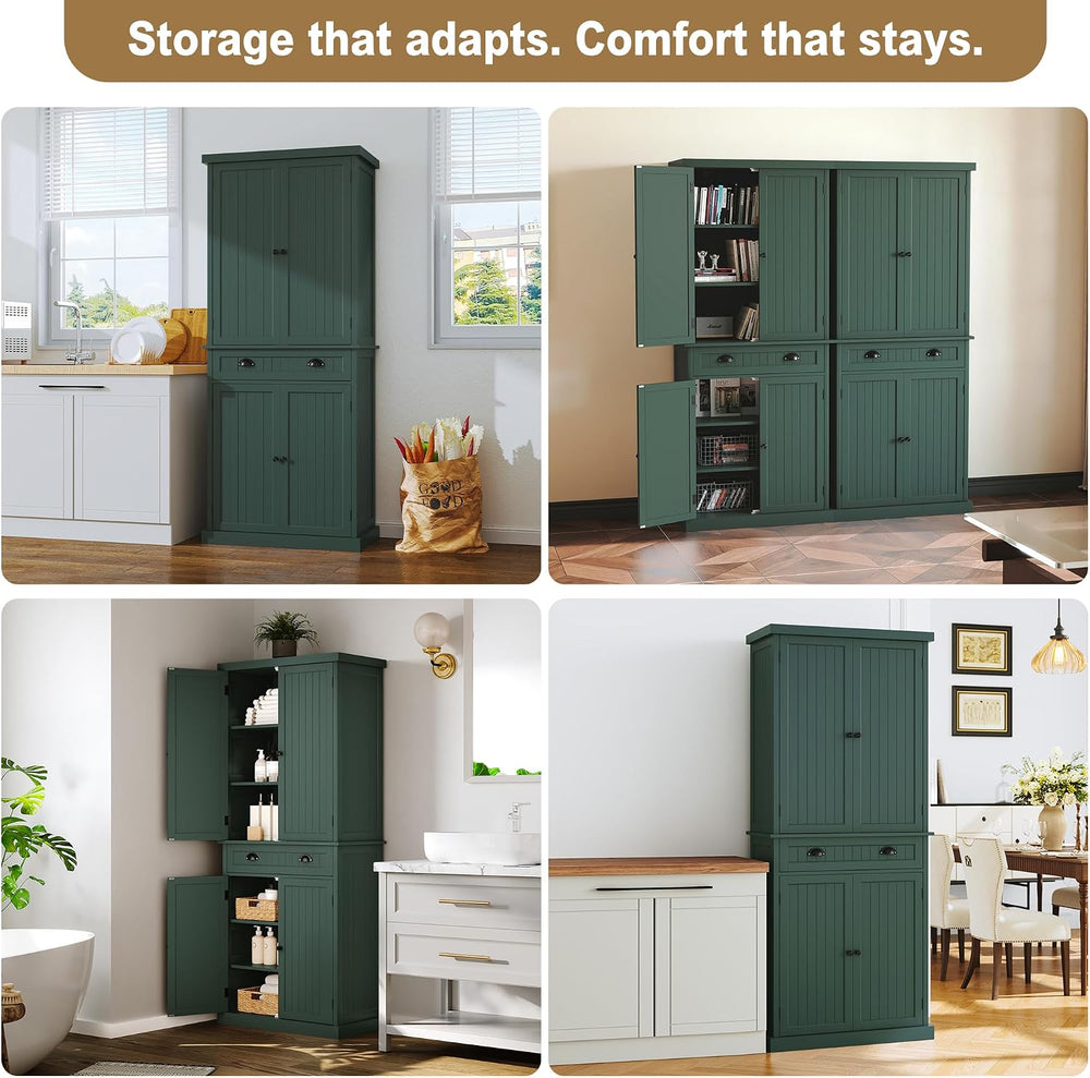 ARTPOWER 72" Tall Kitchen Pantry Storage Cabinet with Drawer and Adjusta...