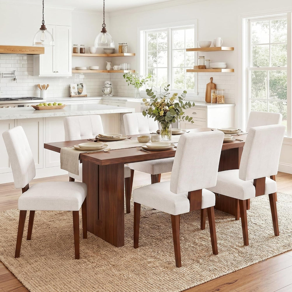 Wooden Dining Chairs Set of 6, Upholstered Dining Room Chairs